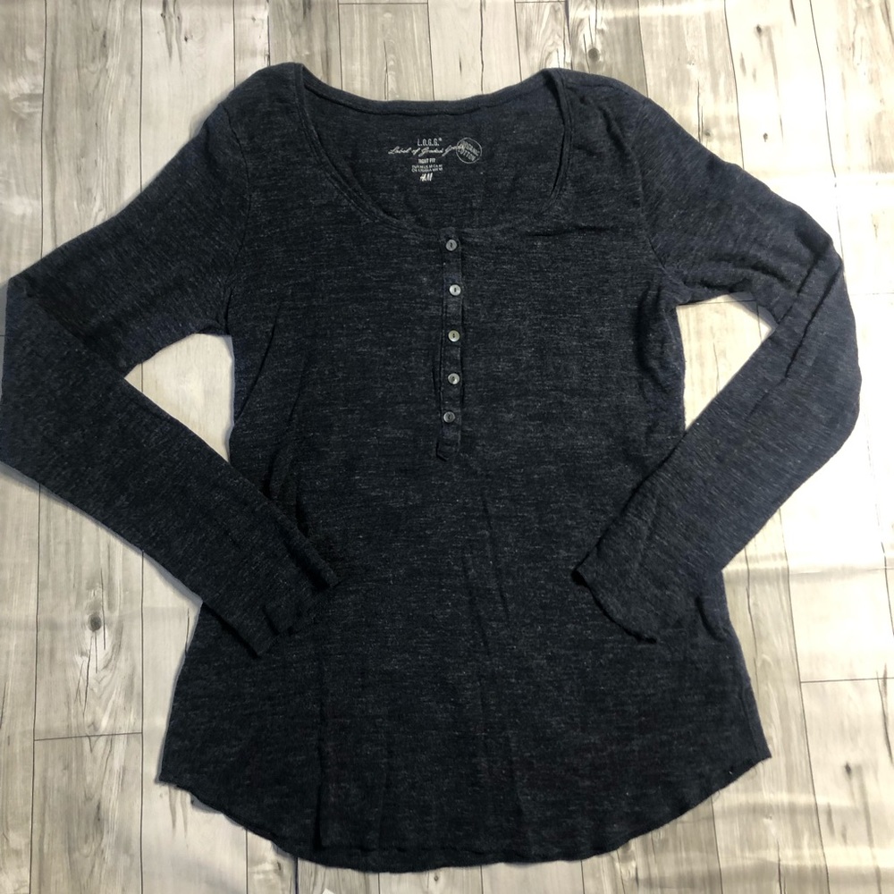 H&M Shirt Womens Medium Organic Cotton Long Sleeve Top Super Soft